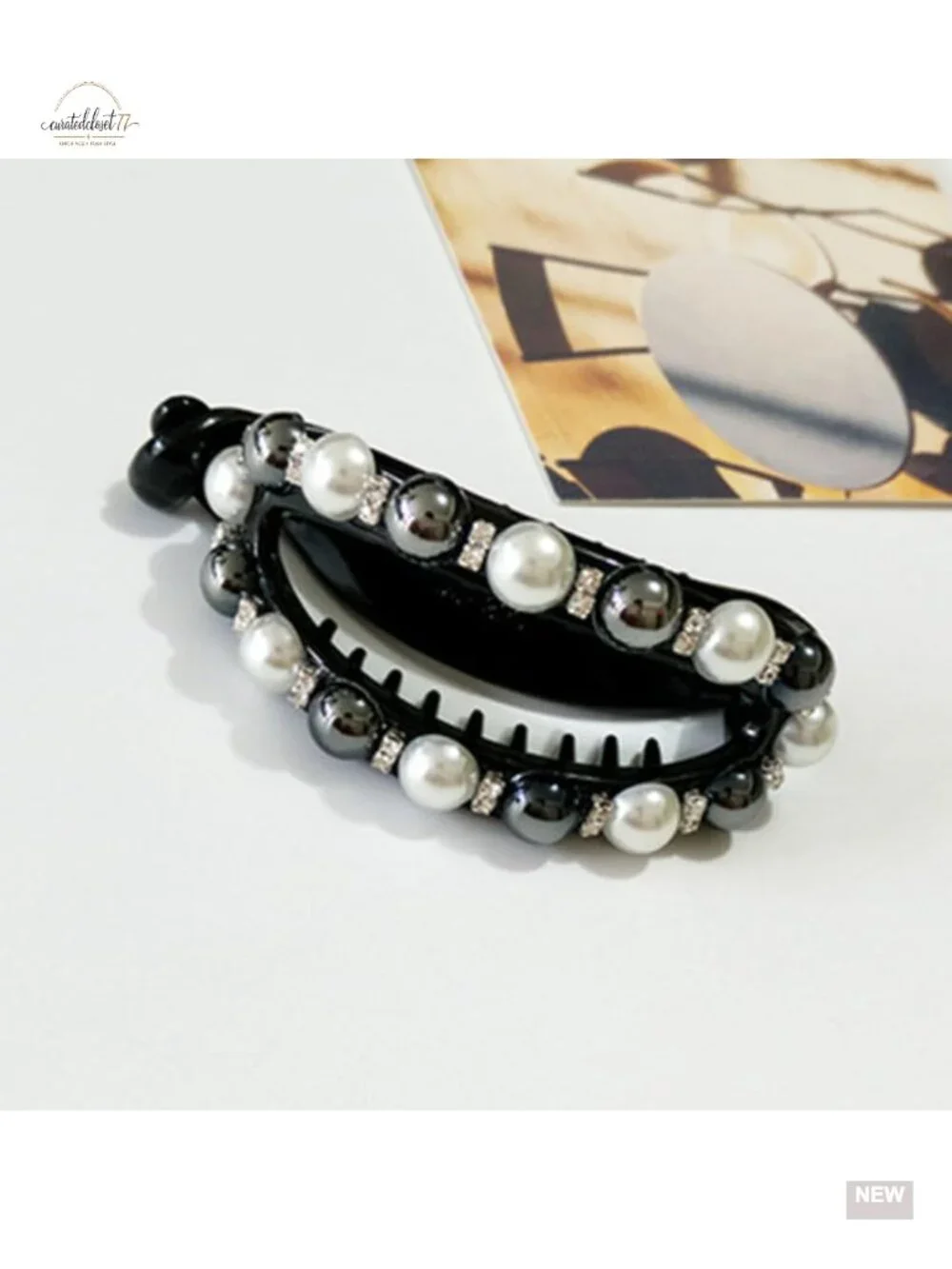 4Pcs Pearl Ponytail Clips Set Non Slip Hair Barrettes Thick Hair No Crease Bun
